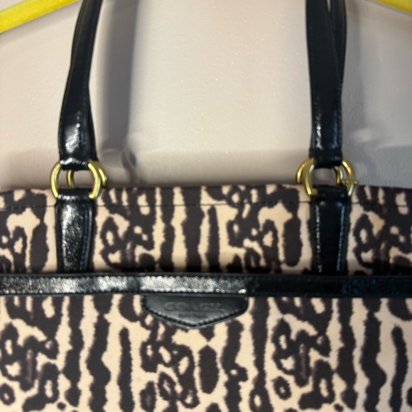 COACH Ocelot Leopard Animal Print Canvas Tote Bag Handbag Purse Tan Brown - Picture 2 of 10